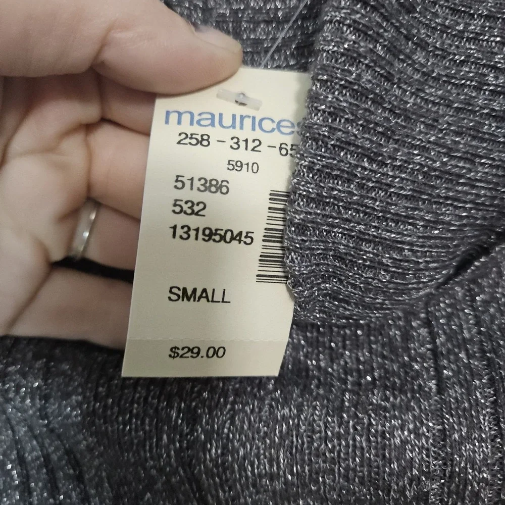 Turtleneck‎ Sweater Women Small Silver Metallic Ribbed Studio Y Sparkle NWT